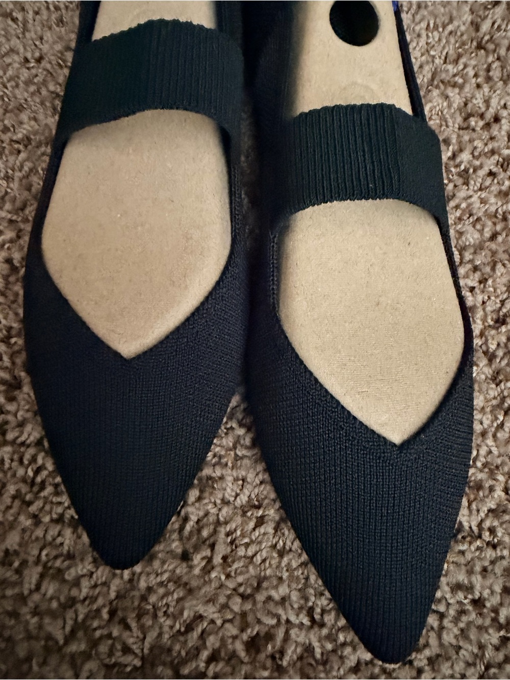 Rothy's Black Pointed Mary Jane Flats with Elastic Strap
